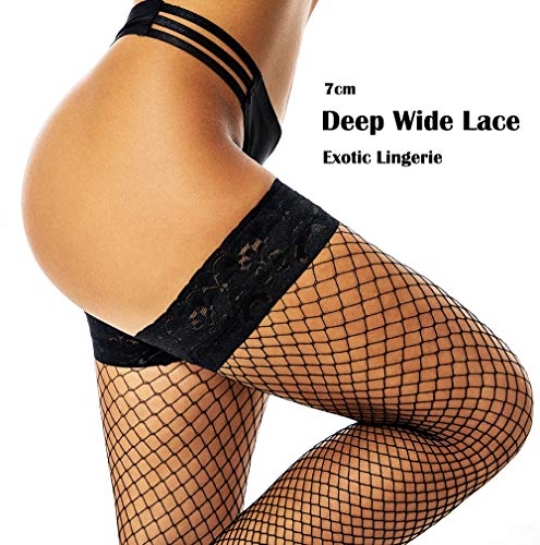 JarseHera Fishnets Thigh High stockings Silicone Lace Top Stay Up Sheer Nylon Hosiery3