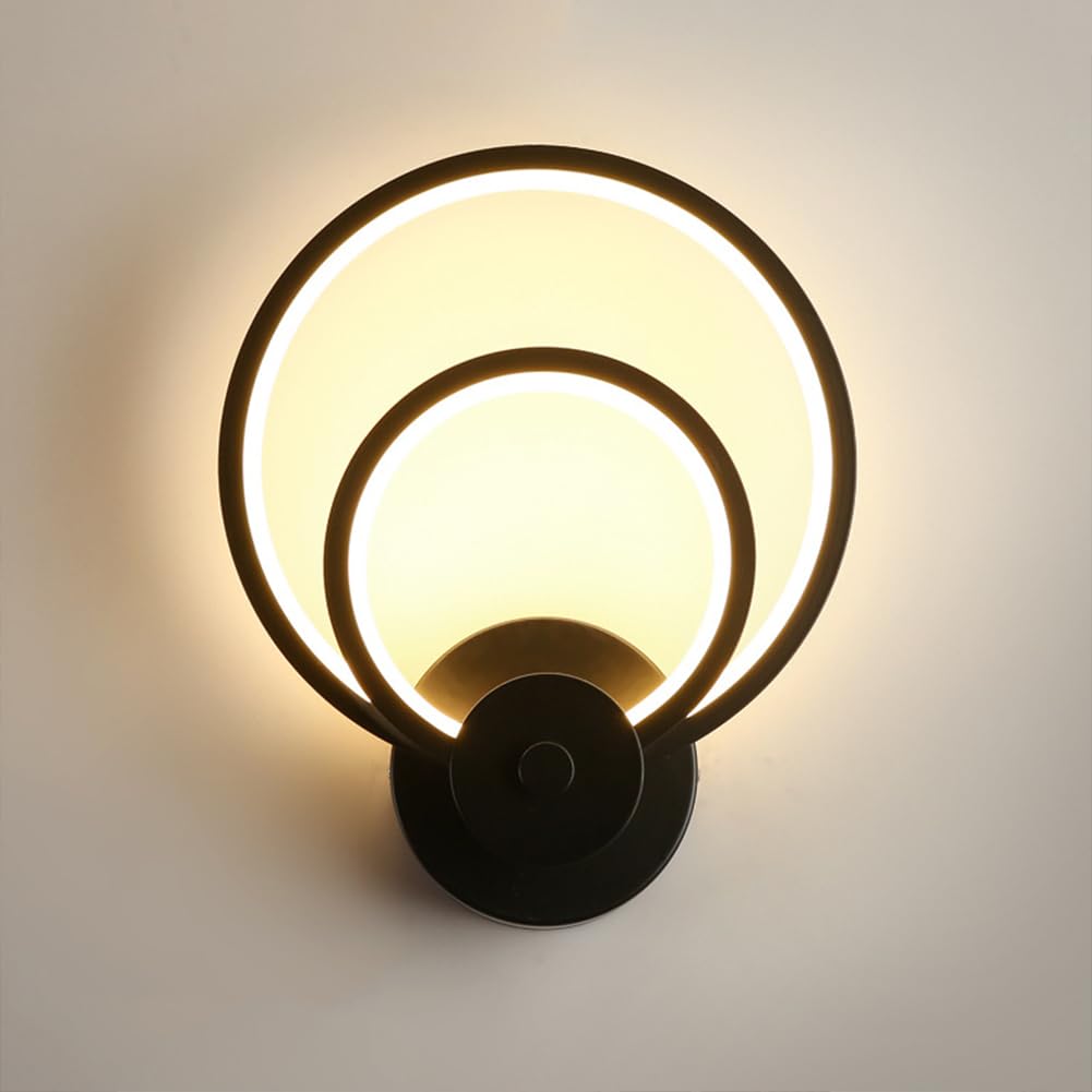 SXSCARKX Wall Light Indoor LED 16W 3000K Warm White Modern Aluminum Lamp Decorative Sconce for Living Room Bedroom Hallway Corridor Stairs Hall, Black