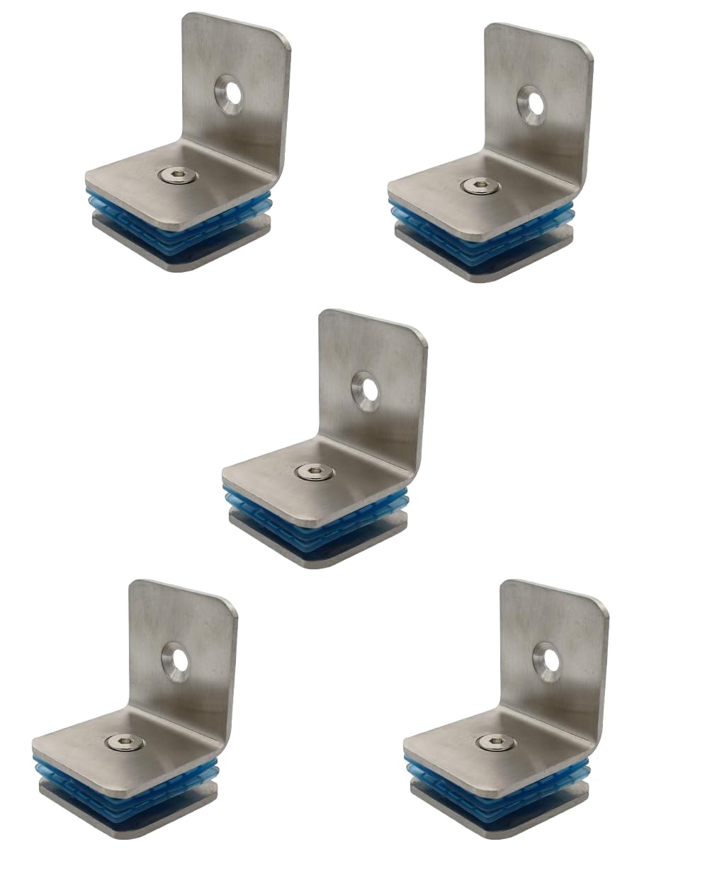 Stainless Steel Glass Bracket with Blue Cushion Pads, Wall Mount Support, L Connector for Glass Fitting (WALL to Glass Connector, 4) — Amazon image 5