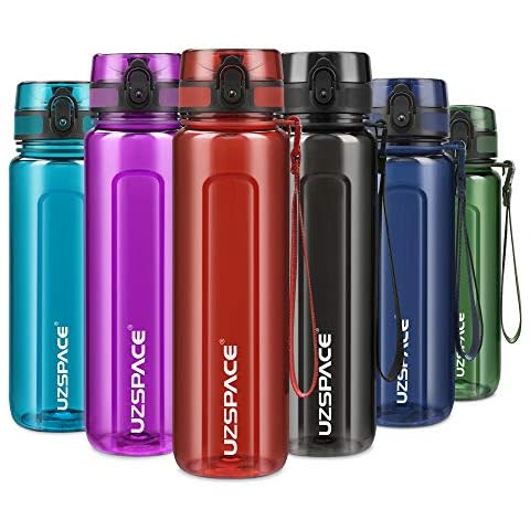 UZSPACE 32 Oz Reusable Water Bottle BPA Free Tritan Plastic Clear Travel Water Bottles for Gym Sports Running Outdoor School, Fast Flow&Leak-Proof Cover