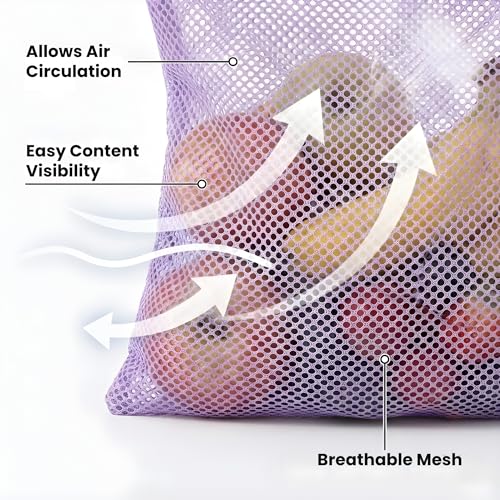 Image of Reusable Vegetable Fridge Bags Of 3 Colors, Lightweight, Washable, Storage For Fruits, Vegetables, Toys, Groceries, Kitchen And Home Organizer (15)
