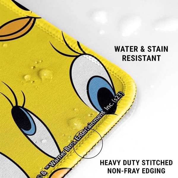 Skinit Small Gaming Mouse Pad - Officially Licensed Tweety Bird Super Sized Pattern Design with Stitched Edges, Waterproof, Non-Slip Rubber Base, Desk Mat for Keyboard & Mouse, 12.6" x 11" inches