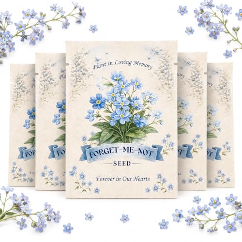 Forget Me Not Seed Packets for Funerals & Remembrance Memorial Flower Seeds Gift for Celebration of Life Wedding Favours Sympathy Keepsakes & Memory Planting (5)
