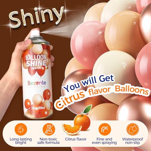 Image of Citrus Scent Balloon Shine Spray 15oz Fast High-Gloss for Parties | High Shine Zesty Citrus Balloon Spray, Long-Lasting Waterproof Gentle Formula, Quick Finish for Indoor Outdoor Events Decor