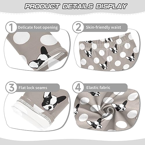 French Bulldog Dog Grey Polka Dot Girls Leggings Dance Running Workout Yoga Pants3