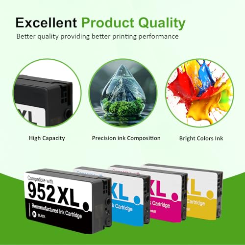 Image of 952XL 952 XL 8710 Ink Cartridges Combo Pack for HP Printers | Replacement for HP952XL /952XL Ink for HP OfficeJet Pro 8710 7740 8720 8715 8715 8725 8730 8702 8732M 8736 Printer 4 Pack