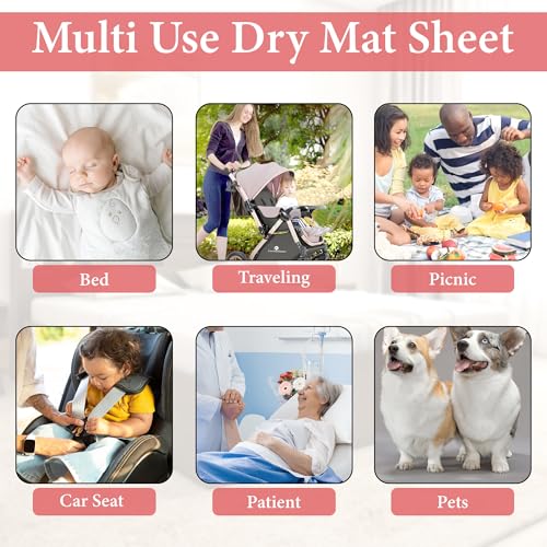 Image of GLUN Quick Dry Absorbent Baby Bed Sheet for Mattress Protector, Pack of 1 Baby Pink Bed Sheet, Size 70x100cm, Waterproof, Quick Drying Material, Anti-Itching Cloth