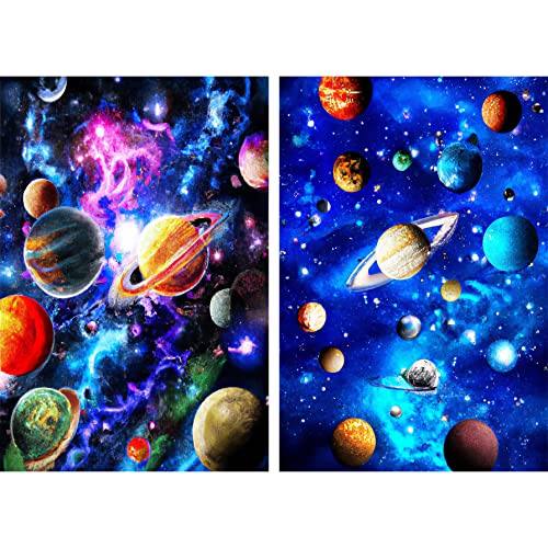 Yomiie 5D Diamond Art Kits for Adults, Planet Diamond Painting Art Space Universe Star DIY Full Round Drill Kits, Embroidery Rhinestone Diamond Crystal Craft Canvas Home Wall Decor 2 Pack(12x16 inch)