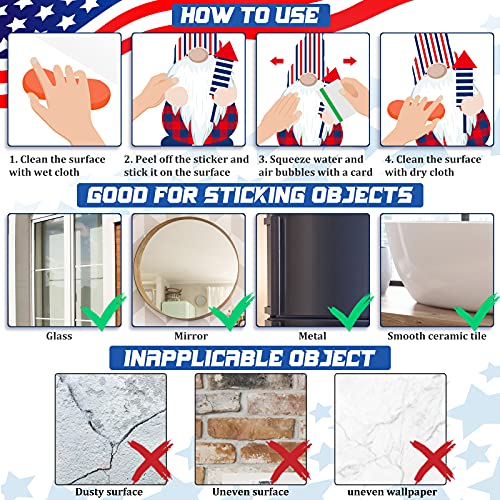 image for Outus 98 Pieces 4th of July Window Clings Independent Day Gnomes Wall 