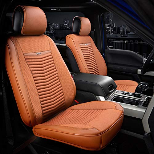 Front Car Seat Covers Classic - 1st Row Bucket Seat Cover Fit To Most Car Truck SUV - Camel