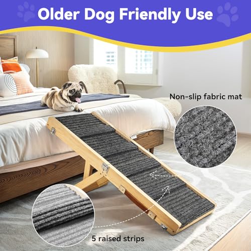 2025 Upgraded Dog Ramp for Couch, Foldable Small Dog Ramp for Low Bed, 4 Adjustable Height from 13'' to 21", Portable Stable Pet Steps with Non-Slip Pad, Pet Ramps Use for Sofa Couch Stairs - Image 4