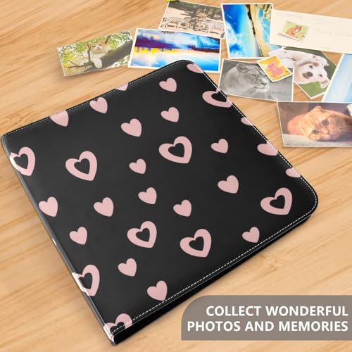 Álbum de fotos adhesivo DIY scrapbook corazón negro San Valentín encuadernador de 3 anillos 40 páginas 8x10 para recuerdos miniatura 5