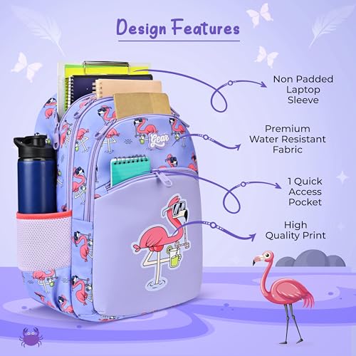 Image of Gear Flamingo 15 inch /21L Medium Water Resistant School Bag | Casual Backpack | Daypack | Travel Backpack | Kids Bag for Boys /Girls (Purple - Pink)