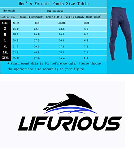 Lifurious Men's 2Mm Neoprene Tight Wetsuit Pants Swimming Leggings Diving Snorkeling Scuba Surfing Canoe Pants Navy Xxl #TOP5