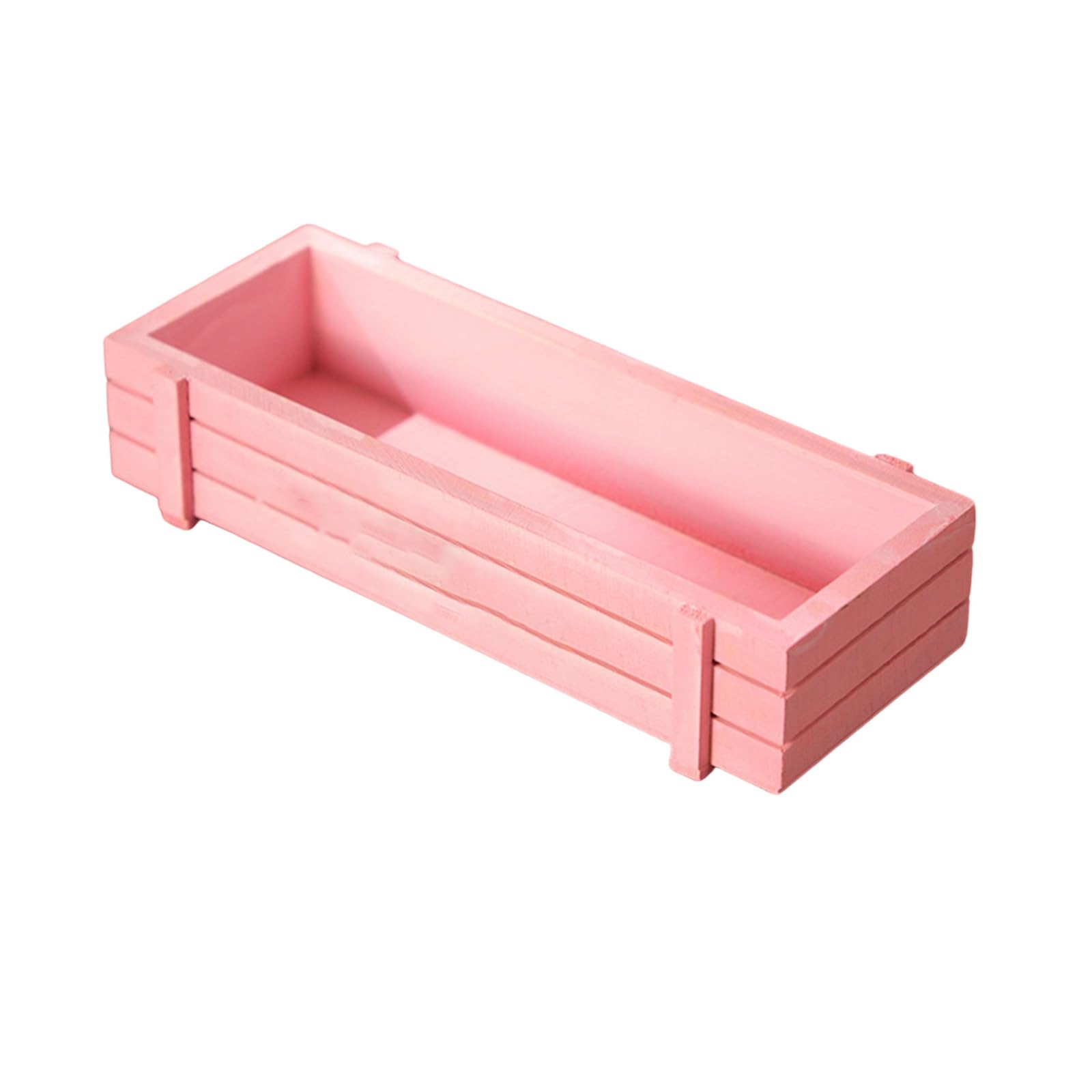 1 Pack Wooden Plant Pot 22*9*5 Cm Durable Sturdy Weather Resistant Planters Balcony Long Rectangular for Indoor and Outdoor Use Lightweight Retro Window Flower Plant Container (Pink,22*9*5cm)