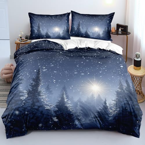 Parure de lit forêt d'hiver en microfibre pour couette enfant et ado