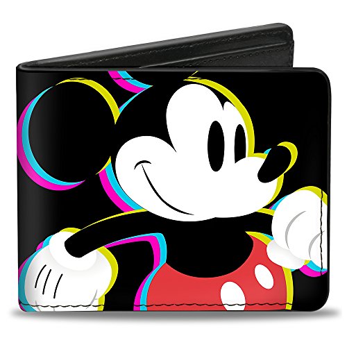 Buckle-Down Men's CMYK Walking Pose + Mickey Mouse Bi-Fold Wallet, Multicolor, Standard Size