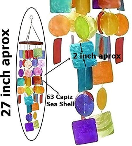 Bellaa Windchimes, Capiz, Rainbow Sea Glass Wind Chimes, Wind Chimes, Outdoor Decor, Home Decor, Garden Decor, Hanging Windchimes, Windchime, Decoration #TOP1