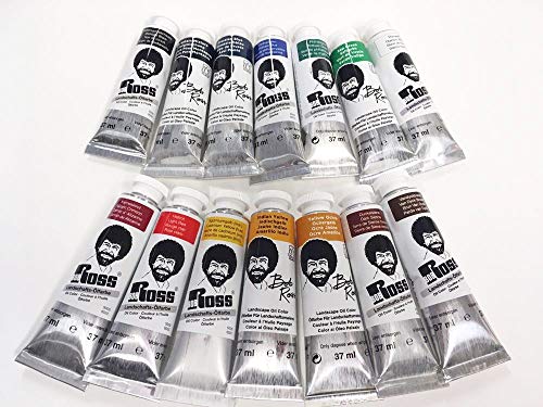 Bobross Painting Supplies 33 Piece Complete Master Paint Set - Joy Of Painting Kit W/ 10 Brush, 2 Knife, 14 Landscape Oil Colors, Base Coat 4-Pack, Cleaning Bucket, Screen, Gift Box #TOP2