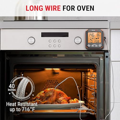Image of LABART ThermoPro TP716 Digital Meat Thermometer for Grilling, Backlit Meat Thermometer Oven Safe with 1 Meat Probes, Food Thermometer for Cooking with Temp Alert for Smoker, BBQ, Oven