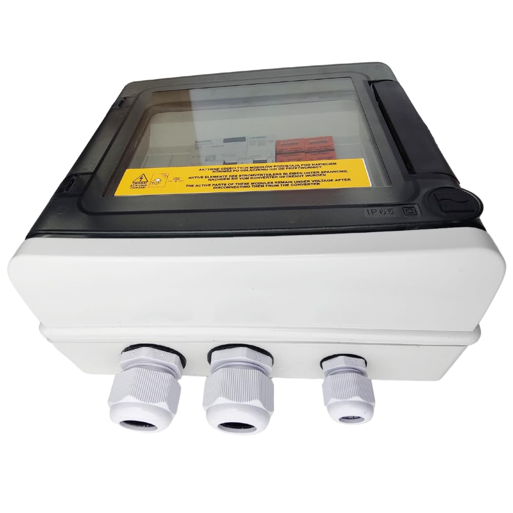 Doktorvolt Scatola di collegamento solare AC IP65 con interruttore SIEMENS LS 1P C20A, FI 25A 300mA e protezione T1/T2 PV 1000V