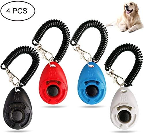 4PCS/Pack Dog Clicker with Wrist Band, Pet Training Clicker for Pets, Dogs, Cats,Bird Training
