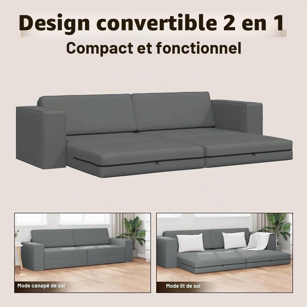 vidaXL Canapé-Lit Gris foncé 245 x 78 x 77 cm Tissu
