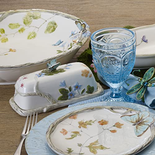 Fitz-and-Floyd-Butterfly-Fields-Covered-Butter-Dish-775-InchBlue Fitz and Floyd Butterfly Fields Covered Butter Dish 775 InchBlue