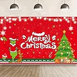 Grinch Christmas Backdrop - Red 71'×43' Christmas Party Decoration