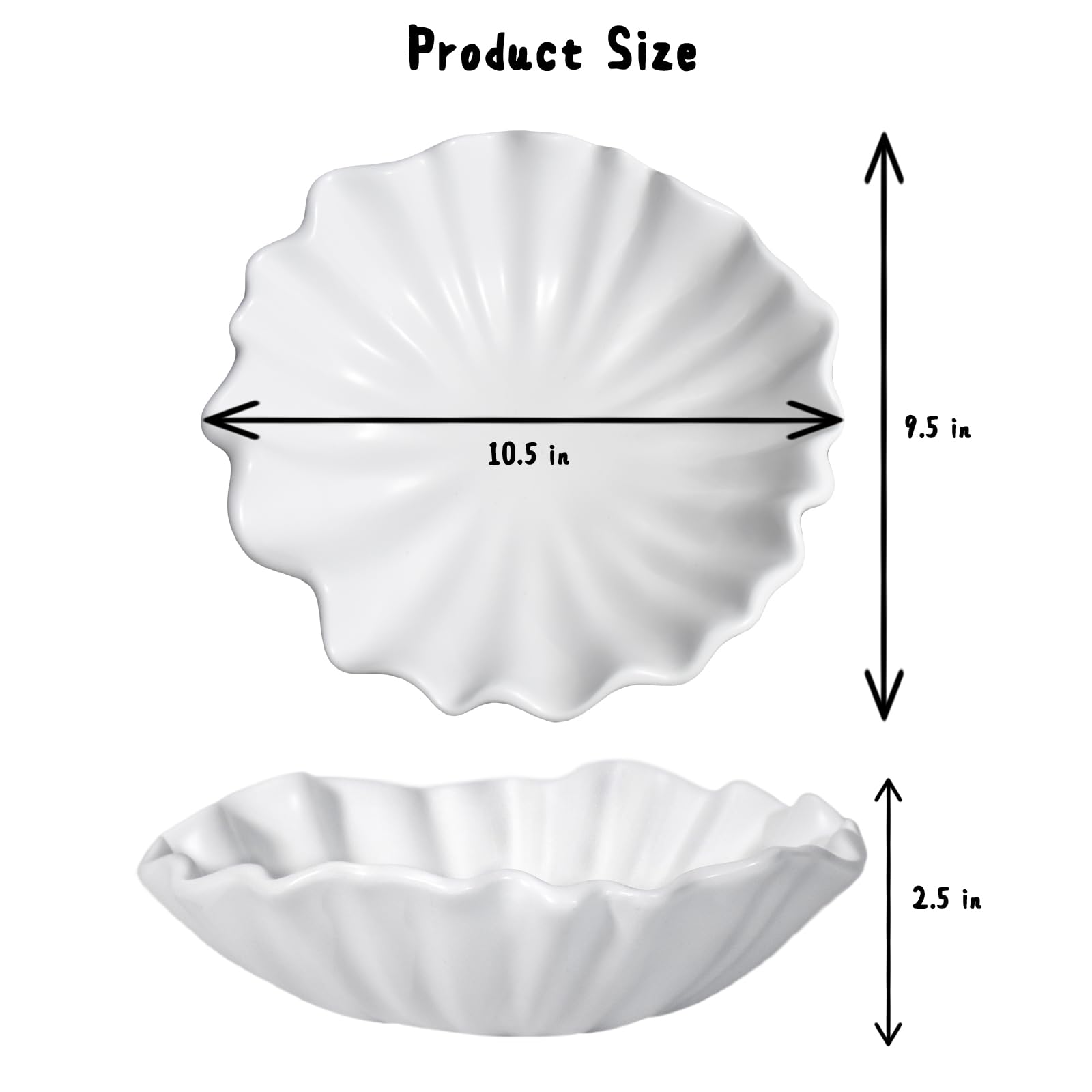 AMOYYT Decorative Bowl Coffee Table Decor Ruffle Bowl Entryway Table Decor Centerpiece Bowl Home Decor Accents Key Bowl for Entryway Gift for Women 10.5 * 9.5 * 2.5 in