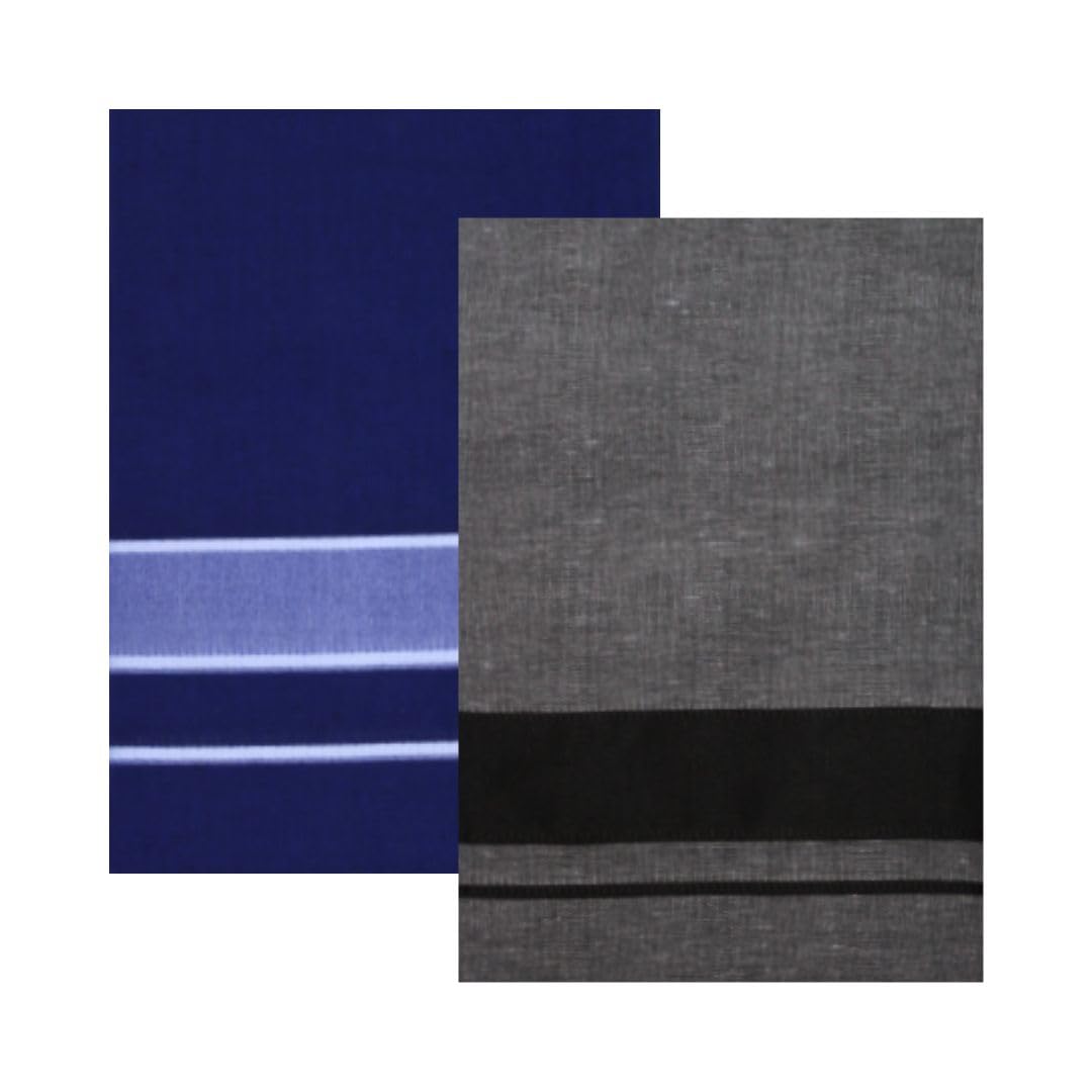 Color Kerala Style (Mundus) Dhotis for Men Blue and Grey (Free Size Assorted Veshti (Kaili) Pack of 2-picture-38