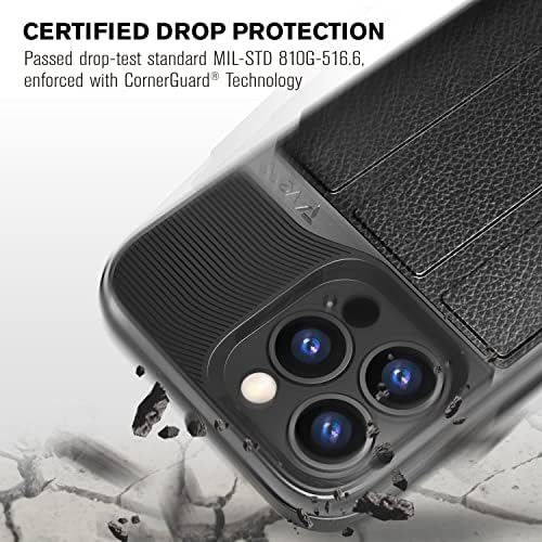 Vena Wallet Case Compatible with Apple iPhone 13 Pro (6.1"-inch), vCommute (Military Grade Drop Protection) Flip Leather Cover Card Slot Holder with Kickstand (Space Gray)