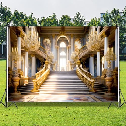 Fondo Fotográfico Retro 10x8ft Palacio Dorado Leowefowa miniatura 4