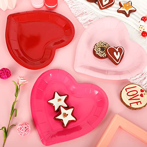 Whaline Valentine Paper Plates 7.5 Inch Red Pink Heart Disposable Plates Decorative Tableware for Wedding Anniversary Birthday Party Supplies, 24Pcs by Whaline - Image 5