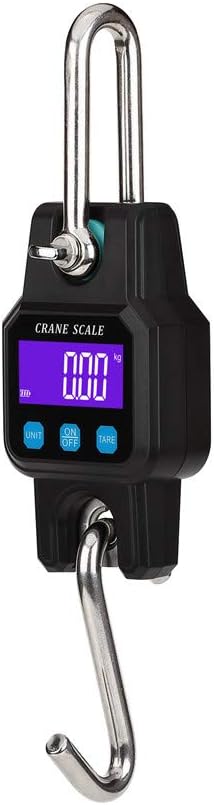 Portable Rechargeable 300 kg / 600 lb Heavy Duty Digital Crane Scale LCD Display with Backlight Black for Home Farm Hunting Outdoor