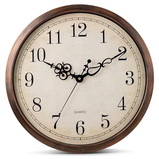 Bernhard Products Vintage Brown Wall Clock Silent Non Ticking 18 Inch Extra Large Quality Quartz