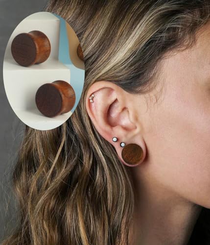 TIANCI FBYJS 3 Pairs Gauges For Ears Wood Saddle Fit Solid Organic Earrings Plug Gauges Double Flared Wooden Ear Tunnels Stretcher Punk Piercing3
