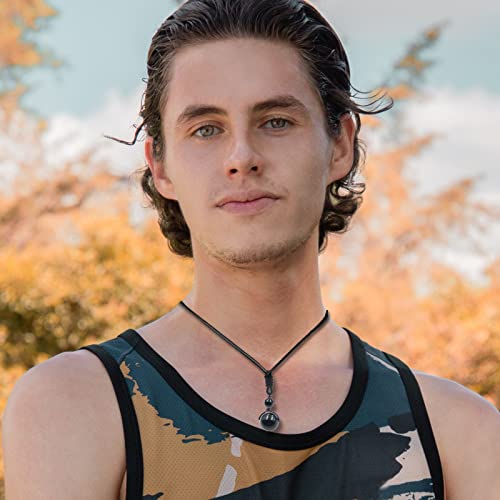 Crystal Necklace For Women Men, Protection Round Bead Pendant Necklaces For Spiritual, Natural Gemstone Chakra Stone Healing Crystals Necklace With Adjustable Rope Cord (Black Obsidian) #TOP5