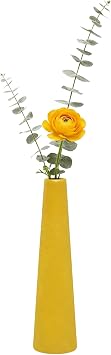 Small Yellow Ceramic Bud Vase, 8.6 Inch Tall Conic Matte Single Stem Flower Vase, Modern Boho Decorative Vase for Home Dining Table, Office, Wedding Centerpiece, Living Room Decor