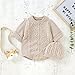 Baby Sweatshirt Romper Newborn Infant Knit Romper Long Sleeve Sweater Clothes Bodysuit with Hat (Khaki, 12-18 Months)