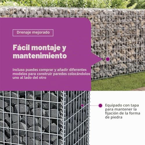 Gaviones de jardín vidaXL 200x50x100 cm, la solución de malla metálica para delimitar con estilo 6