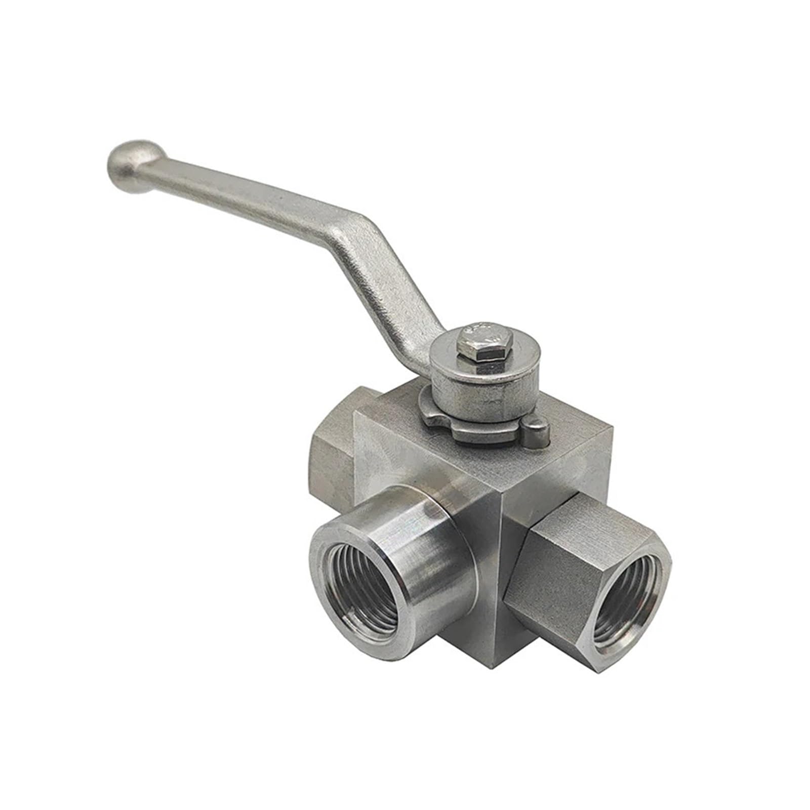 Válvula de Bola de Tres vías de Acero Inoxidable de Alta presión, Rosca Interna en Forma de L, válvula de Agua con Interruptor hidráulico de 1/4 "3/8" 1/2 "3/4" 1"(1)