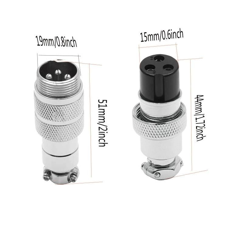 Conector Aviación GX20-3P Metal Macho-Hembra 3 Set Plata miniatura 4