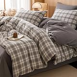 Photo Gallery ptnqaz set di biancheria da letto ultra morbido, ipoallergenico e reversibile, a quadri, in policotone, con cerniera, a quadri, marrone/grigio (grigio, king, 220 x 240 cm, 4ps) Photo Gallery ptnqaz set di biancheria da letto ultra morbido, ipoallergenico e reversibile, a quadri, in policotone, con cerniera, a quadri, marrone/grigio (grigio, king, 220 x 240 cm, 4ps)