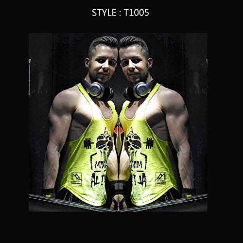 Muscle Alive Mens Bodybuilding Stringer Tank Tops Cotton Racerback Arch Hem Black Color Size M #TOP6