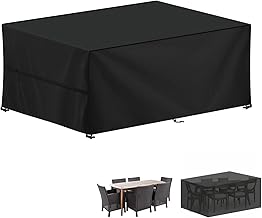 LAMUNI Outdoor Table Cover, 220 x 100 x 75 cm, Rectangular Table Cover, Garden Table Cover, 420D Oxford Fabric, Windproof