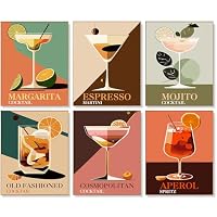 Offito Art 6 Stück Malen nach Zahlen Erwachsene – 20x25 cm 6er-Pack Cocktail Malen nach Zahlen Leinwand für Anfänger, Cocktail DIY Acryl Paint by Numbers for adults, für Home Décor, Ohne Rahmen