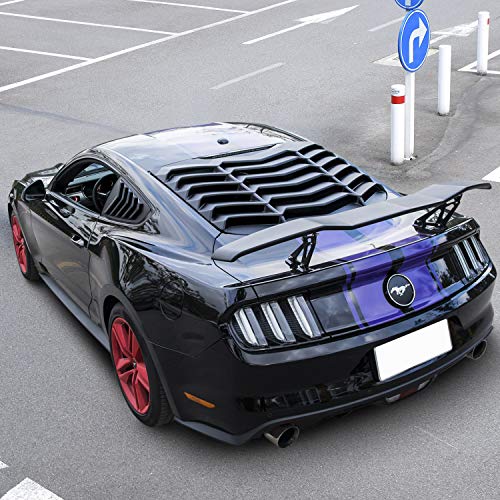E-Cowlboy Rear Window Louvers For Ford Mustang 2015 2016 2017 2018 2019 2020 2021 Windshield Sun Shade Cover Vent Gt Lambo Style Custom Fit All Weather Abs (Matte Black) #TOP7