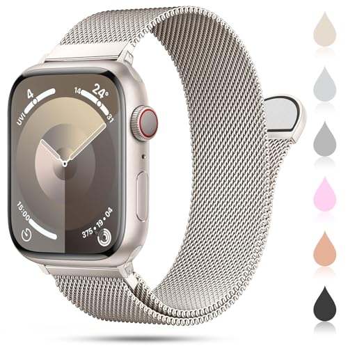 OULUOQI Correa Compatible con Correas Apple Watch 41mm 40mm 38mm 45mm 44mm 42mm 49mm, Bracelet Metalica de reloj Milano de metal de acero inoxidable para iWatch Series SE Ultra 9 8 7 6 5 4 3 2 1