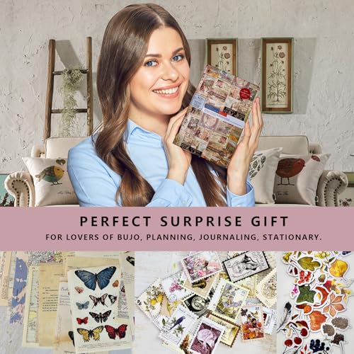 Caderno vintage com diário de lixo em branco, diário de viagem, diário de escrita para diário pessoa